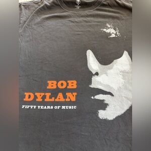 Icon Bob Dylan Fifty Years of Music Commemorative Graphic T Shirt Charcoal Gray
